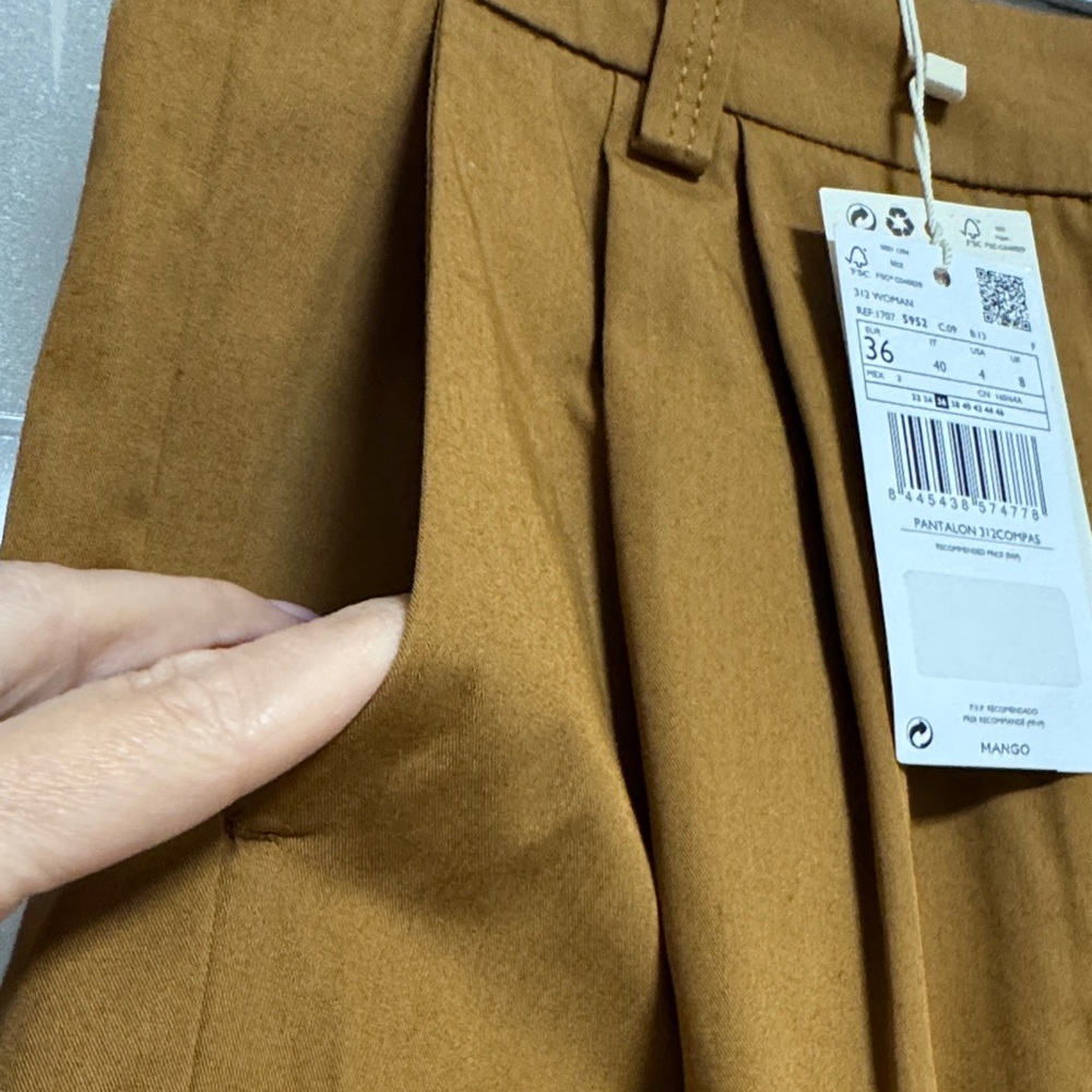 Mango Woman’s Wide-Leg Chinos in Caramel - Picture 5 of 7